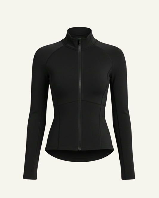 Merino Wool Zip Longsleeve – Black | Natural Training Layer